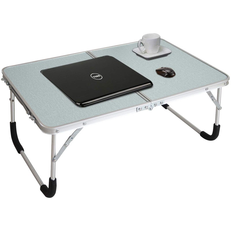 Jucaifu Foldable Laptop Table, Bed Desk, Breakfast Serving Bed Tray, Portable Mini Picnic Table & Ultra Lightweight, Folds in Half with Inner Storage Space (Silvery) - Image 1